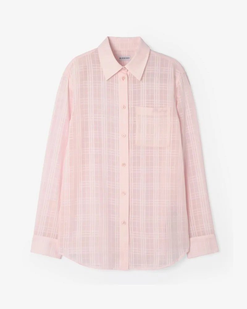 Burberry Klassisches Baumwollhemd in Check , Size Frosty-rosa