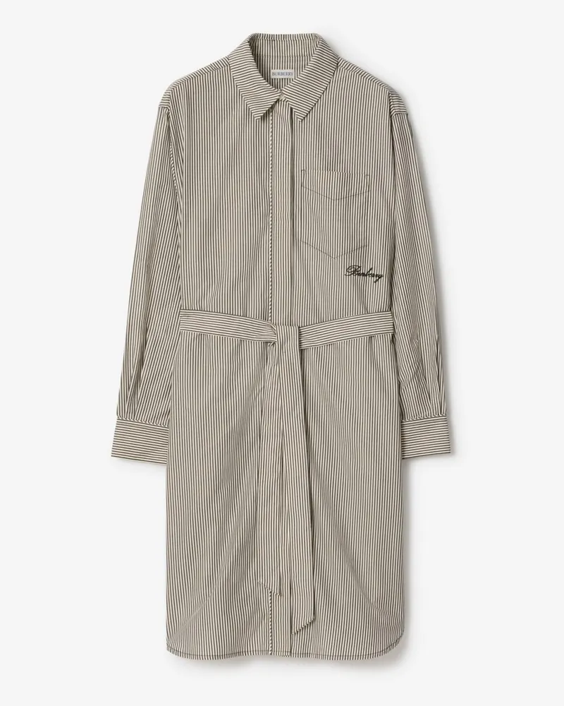Burberry Baumwollhemdkleid mit Streifenmuster Schwarz-weiß