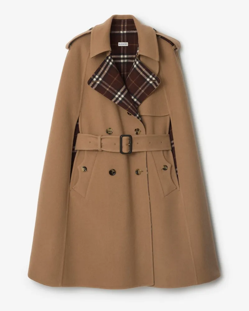 Burberry Trench-Cape „Belmont“ aus Wolle Camel-braun