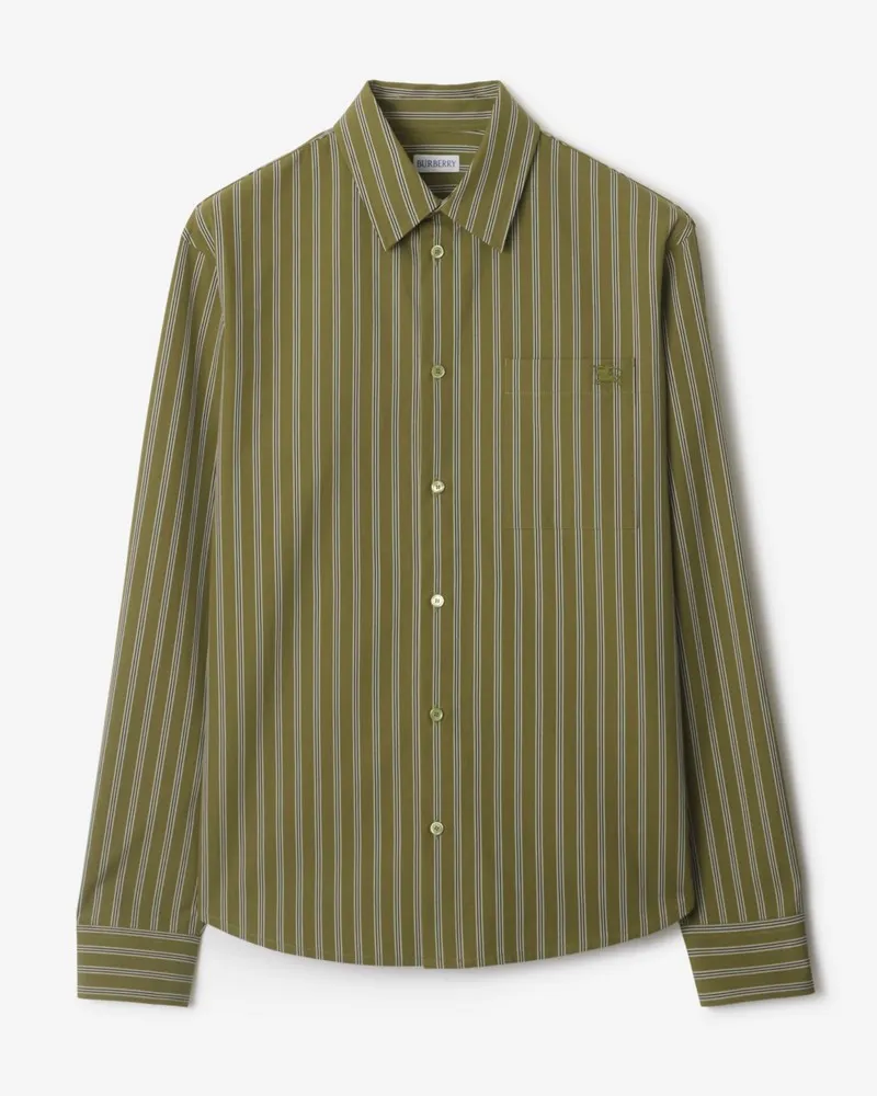 Burberry Klassisches Baumwollhemd mit Streifenmuster Wreath-grün