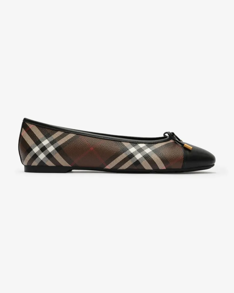 Burberry Canvas-Ballerinas „Highgate“ in Check , Size Tobacco