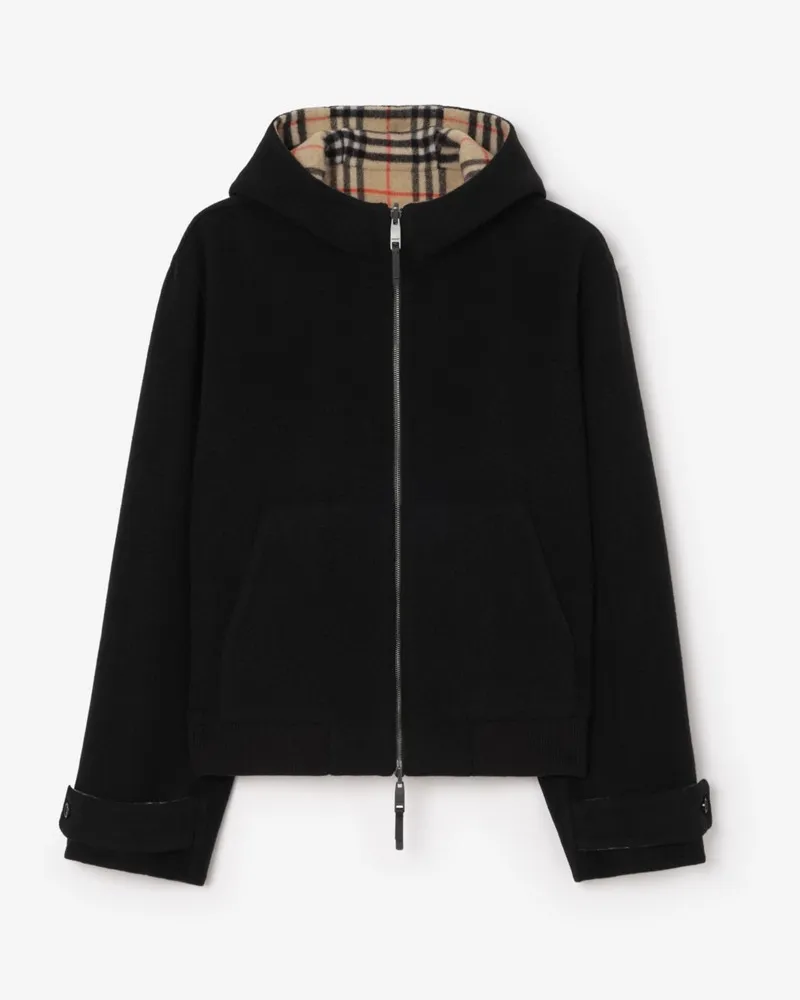 Burberry Wendbare Kapuzenjacke aus Wolle , Size Schwarz