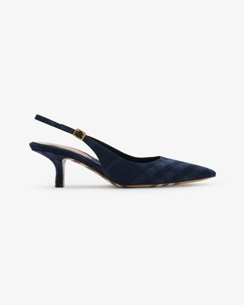 Burberry Slingback-Pumps „Dame“ in Check , Size Blue
