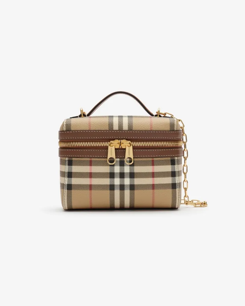 Burberry Vanity Bag im Kleinformat in Check Vintage-beige