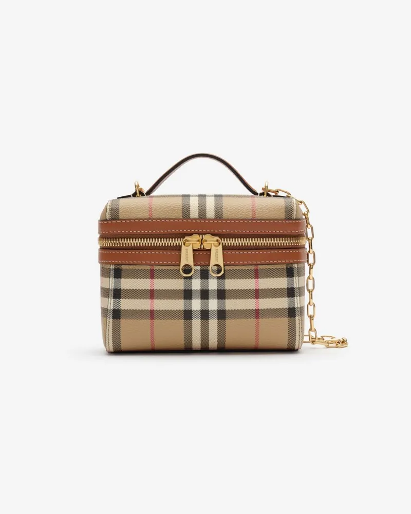 Burberry Vanity Bag im Kleinformat in Check Vintage-beige