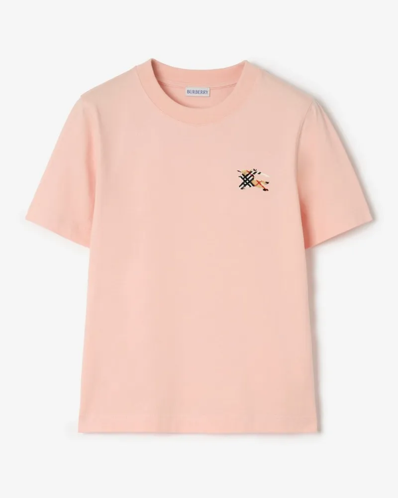 Burberry Baumwoll-T-Shirt mit EKD-Motiv in Check Compact-rosa