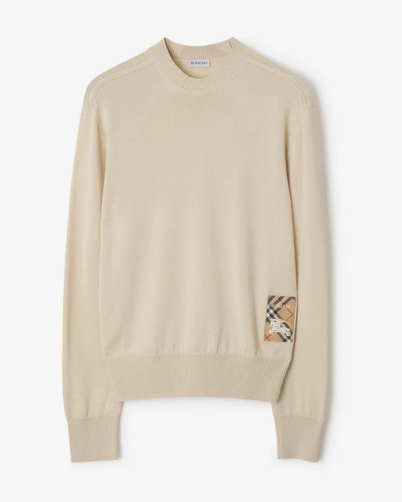 Burberry Wollpullover mit Check-Label Nutmeg