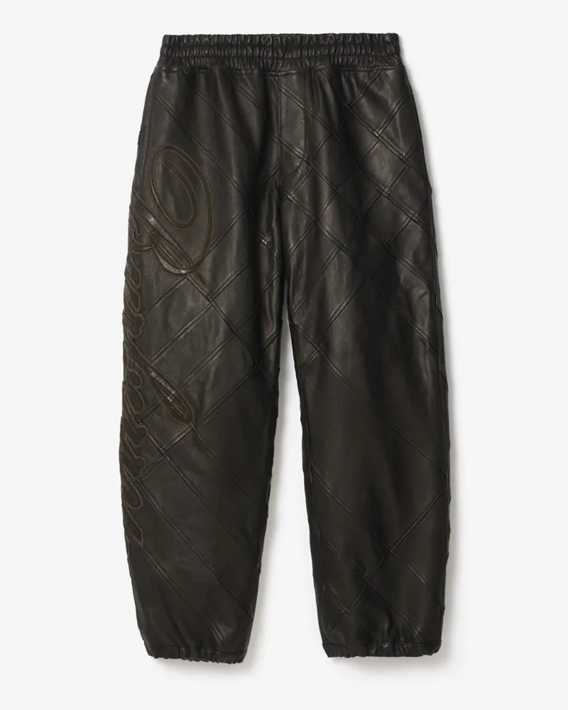 Burberry Hose aus Leder mit kursivem Logo , Size Schwarz