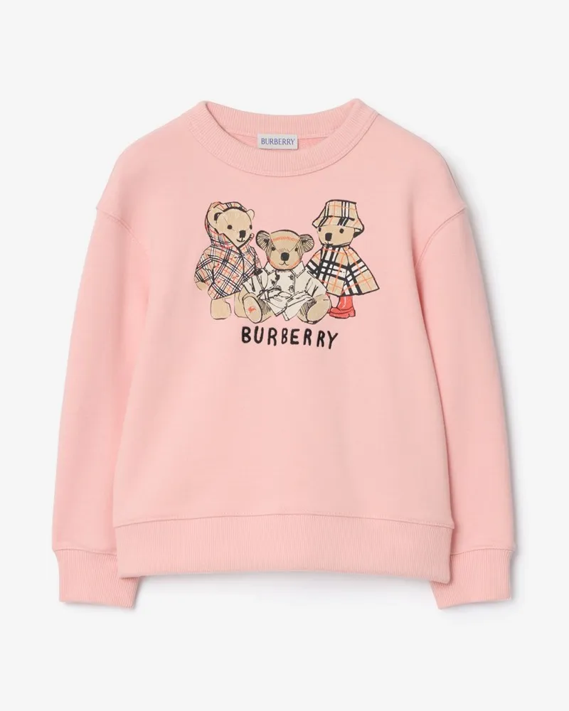 Burberry Baumwollsweatshirt mit Thomas Teddybär und Freunden , Size Peony-rosa