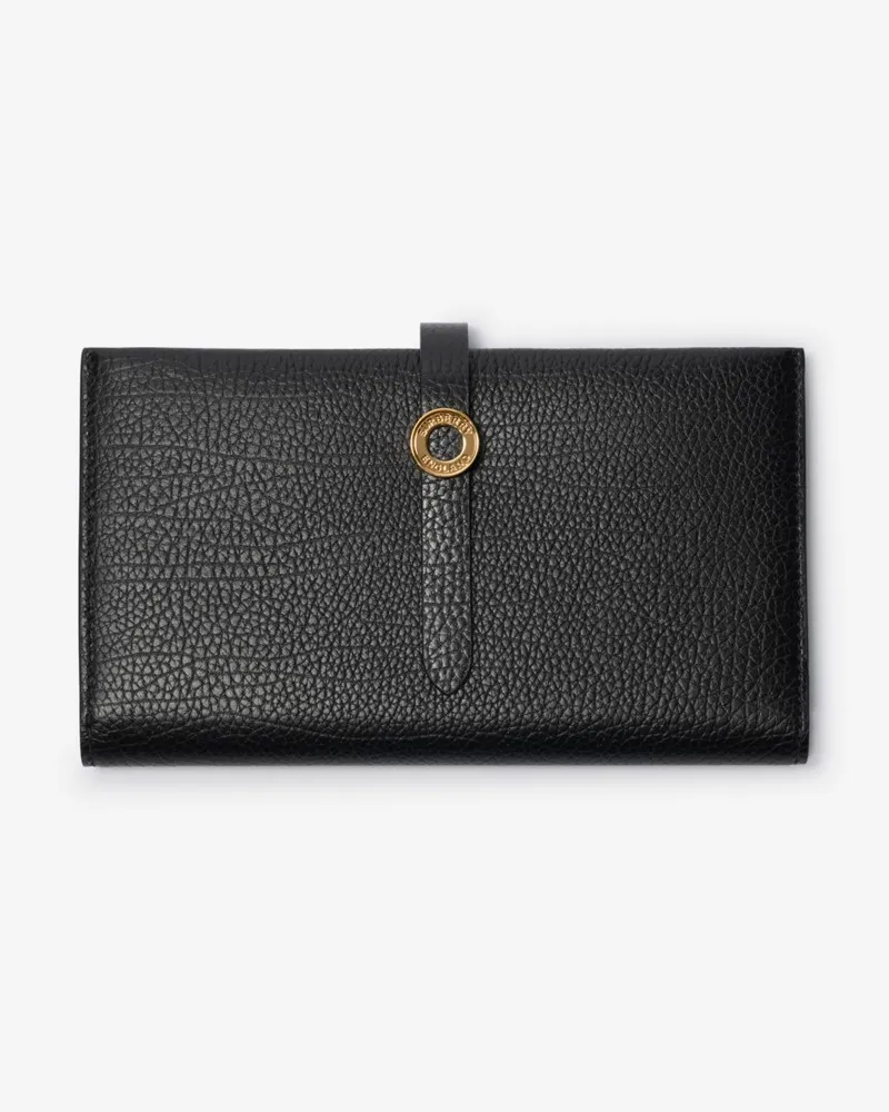 Burberry Brieftasche aus genarbtem Leder im Kontinentalformat Schwarz