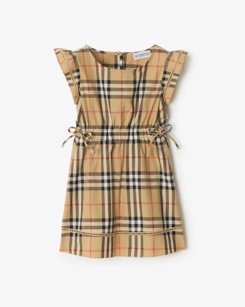 Burberry Baumwollkleid in Check , Size Sand-beige