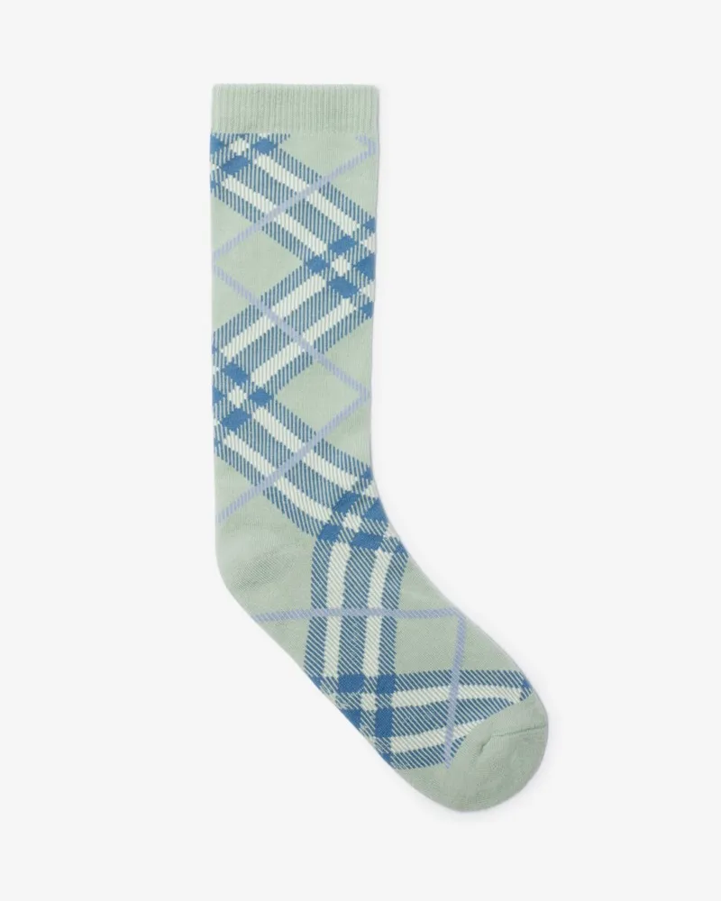 Burberry Baumwollmisch-Socken in Check Seafoam-grün