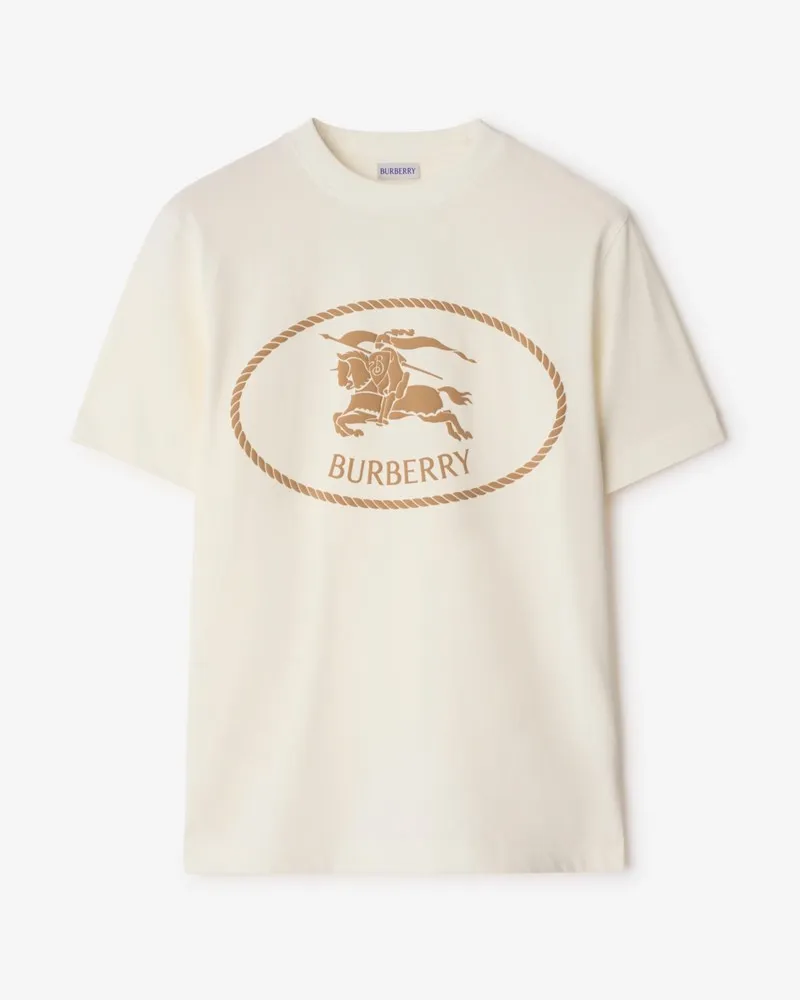 Burberry Baumwoll-T-Shirt mit Knight Stamp Chalk