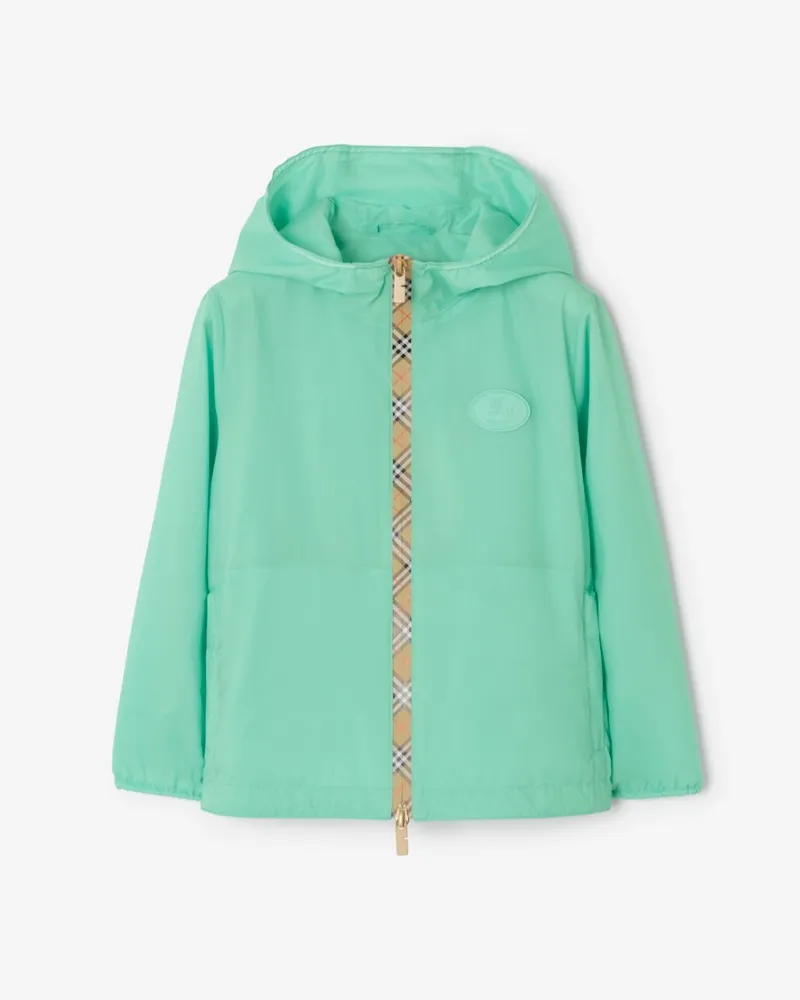 Burberry Nylon-Kapuzenjacke mit Check-Streifen , Size Light