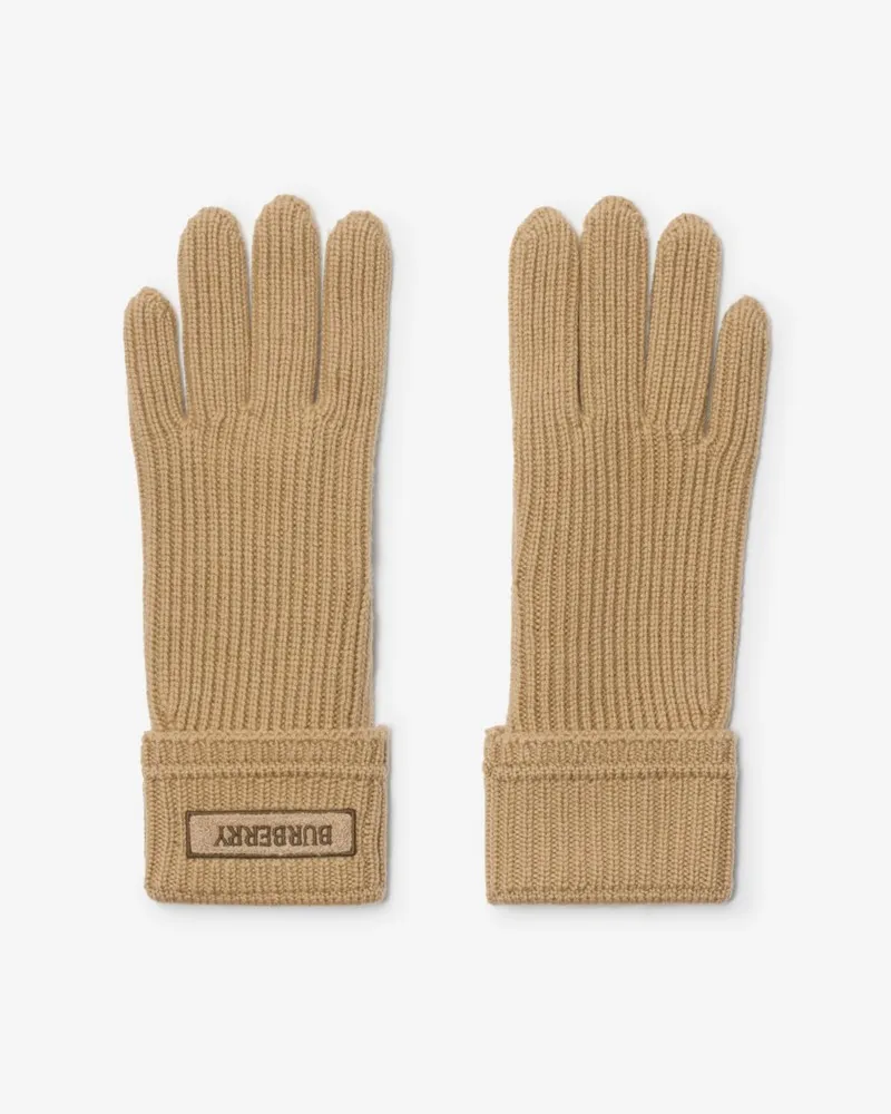 Burberry Wollmisch-Handschuhe mit Logo-Patch , Size Sand