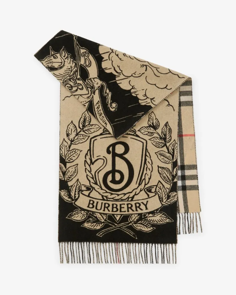 Burberry Breiter wendbarer Schal mit Stormy Knight-Motiv Sand-beige