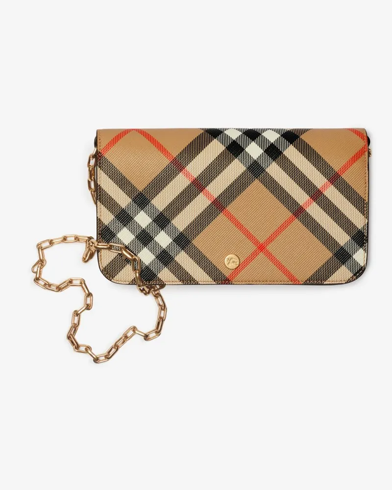 Burberry Brieftasche in Check mit Kettenriemen Sand