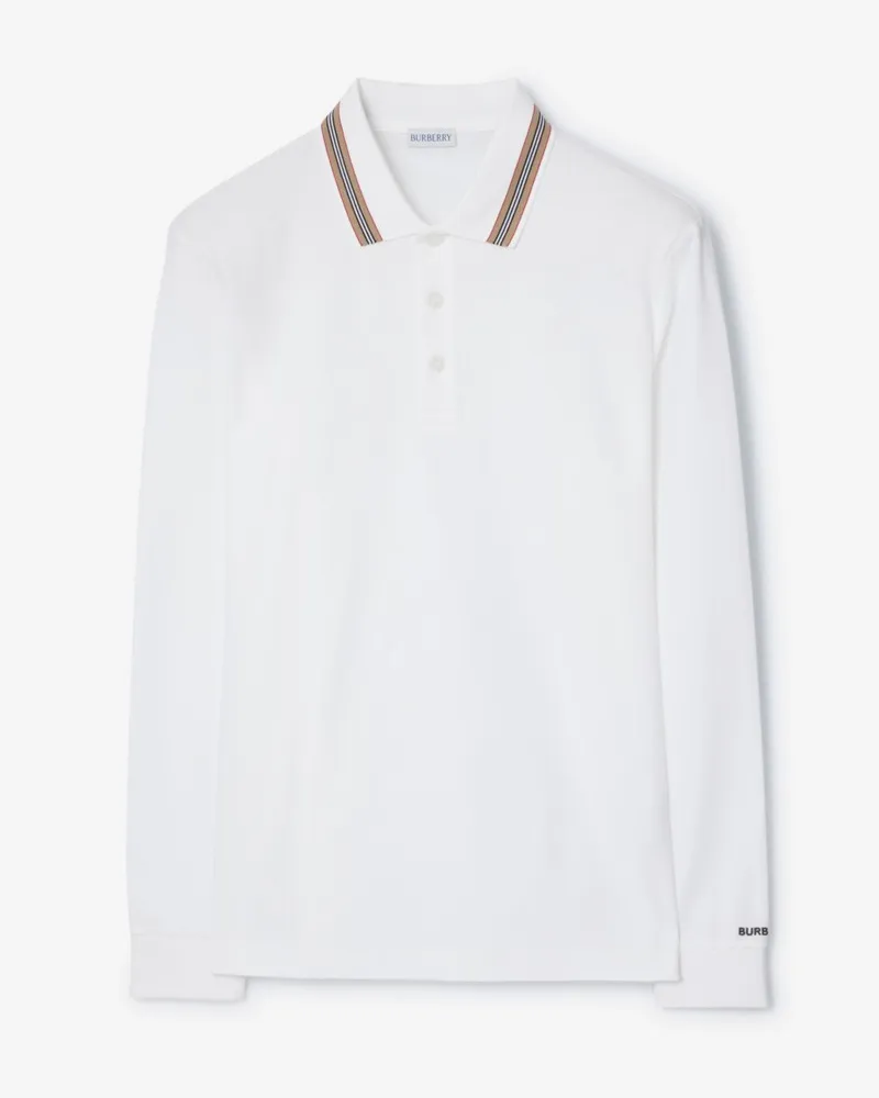 Burberry Langärmeliges Baumwoll-Poloshirt Weiß