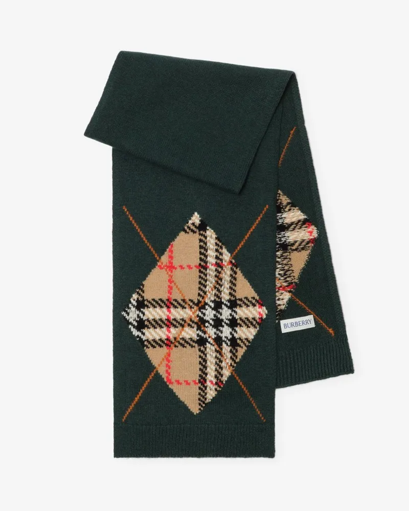 Burberry Woll-Kaschmir-Schal im Argyle-Design , Size Dark