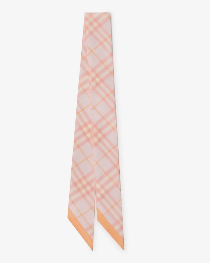 Burberry Schmaler Seidenschal in kontrastierendem Check Sugar