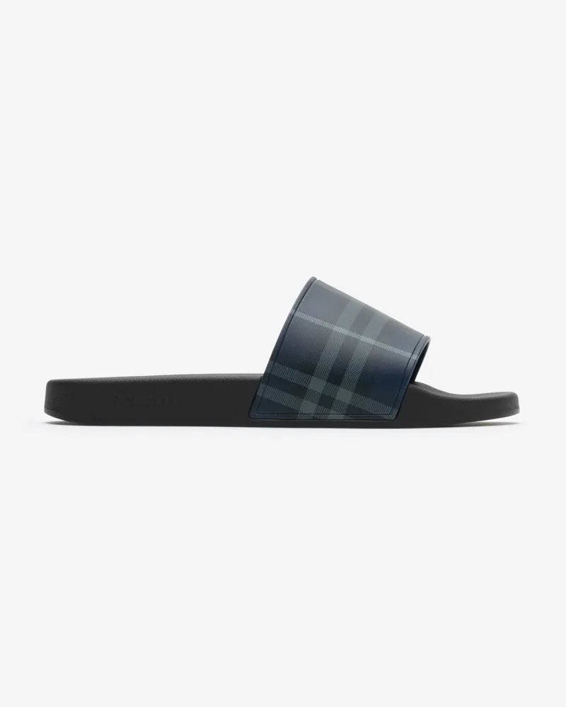 Burberry Slides in Check Storm-blau
