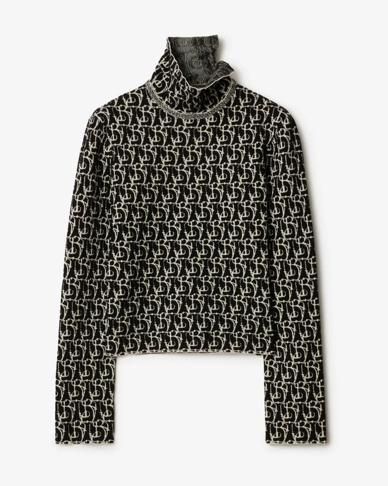 Burberry Wollmischpullover mit B-Motiv Schwarz