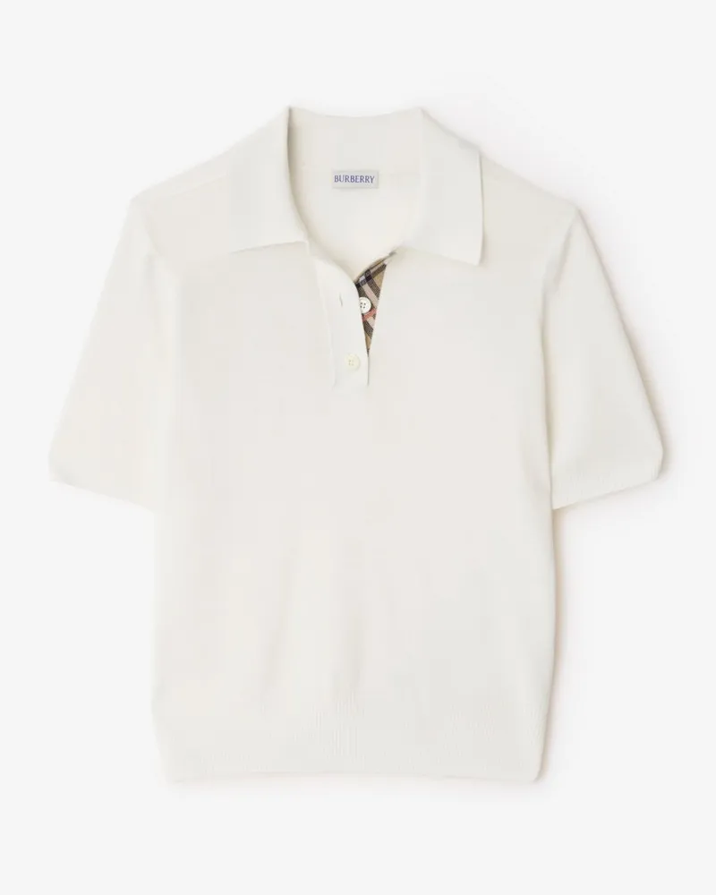 Burberry Poloshirt aus Wolle , Size Chalk