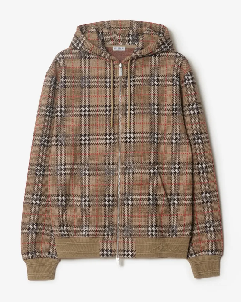 Burberry Baumwollmisch-Kapuzenjacke in Check Nut