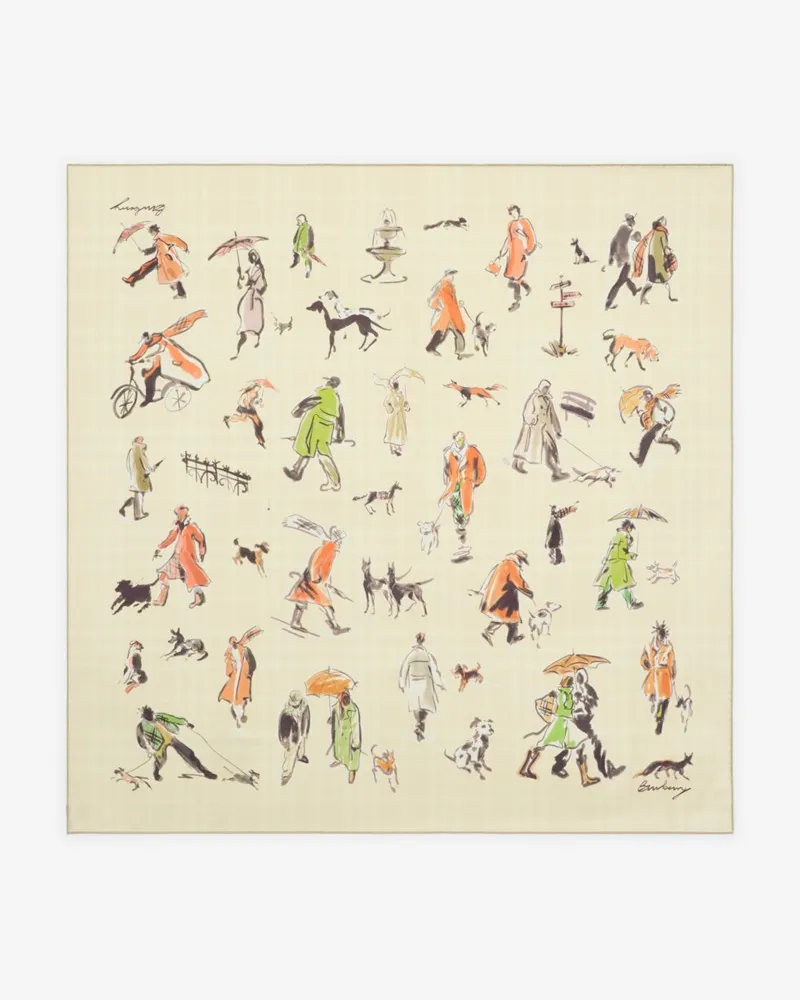 Burberry Seidenschal mit Hundemotiven Kite