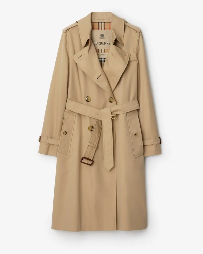 Burberry Langer Heritage-Trenchcoat „Kensington“ , Size Honey-beige