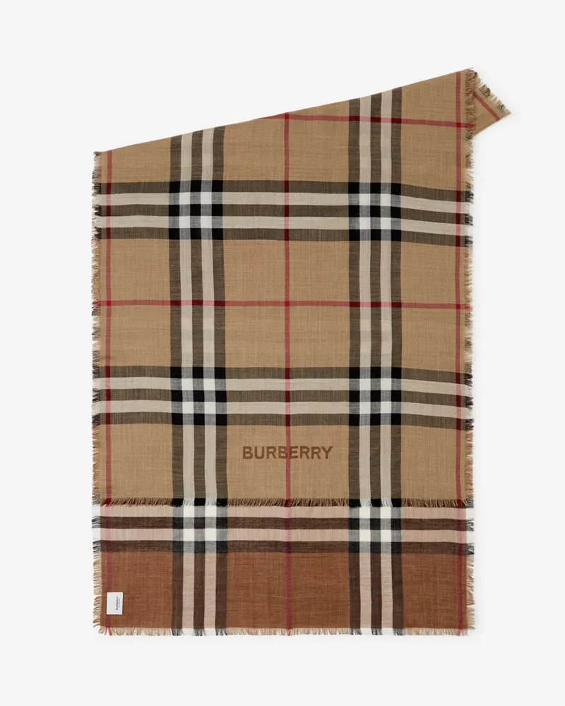 Burberry Wendbarer Woll-Seiden-Schal in Check Vintage-beige