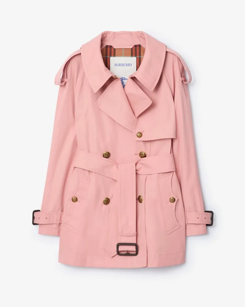 Burberry Kurzer Trenchcoat „Fitzrovia“ aus leichter Baumwolle Begonia-rosa