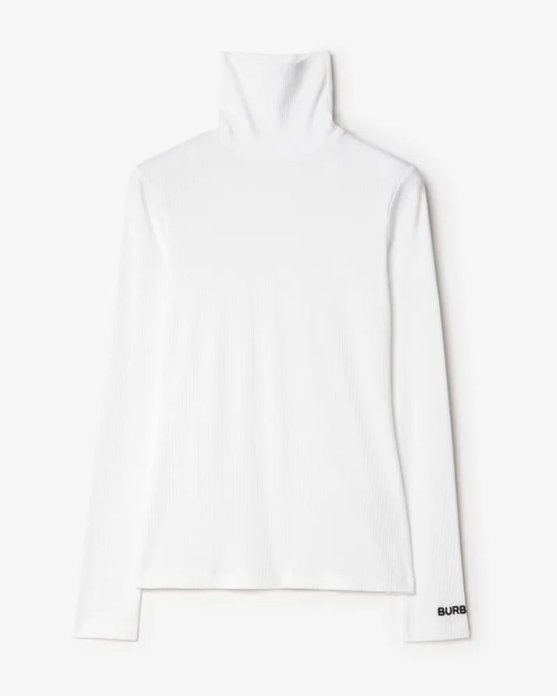 Burberry Rippstrick-Oberteil aus Stretchbaumwolle , Size Weiß