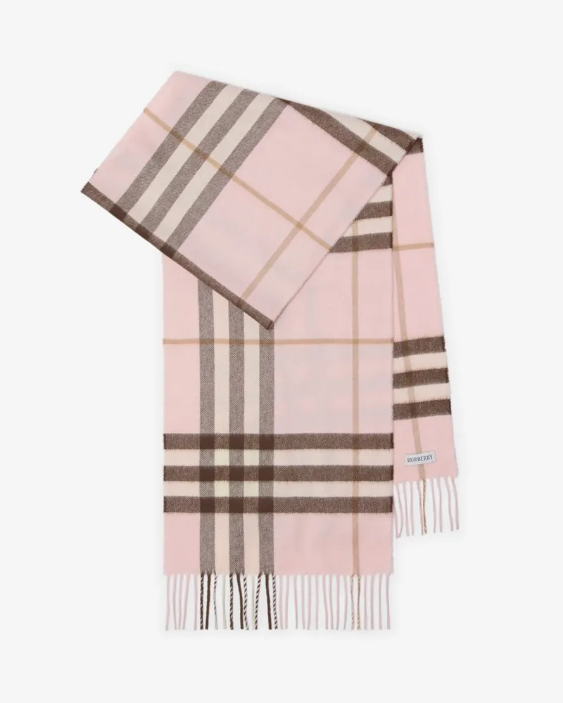 Burberry Kaschmirschal in Check Bow-rosa