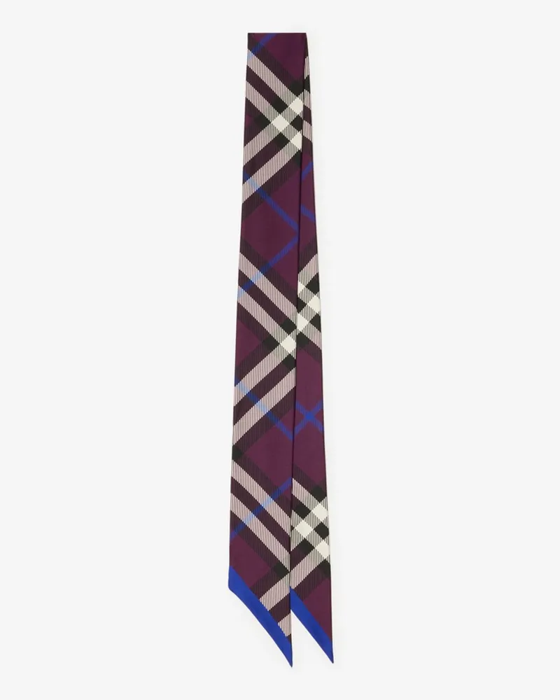 Burberry Schmaler Seidenschal in Check Pansy