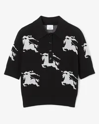 Burberry Baumwoll-Seiden-Poloshirt mit EKD-Motiven Schwarz