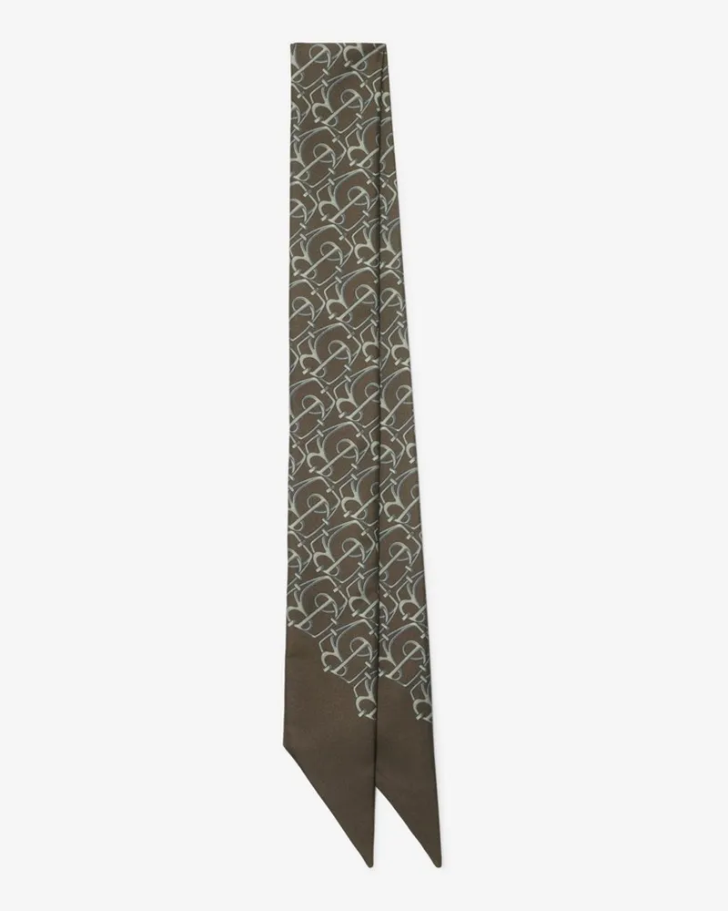 Burberry Schmaler Seidenschal mit B-Motiv Green
