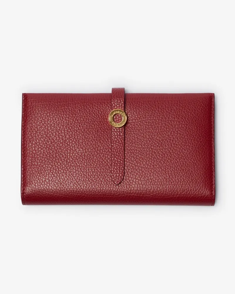 Burberry Brieftasche aus genarbtem Leder im Kontinentalformat Antikrot