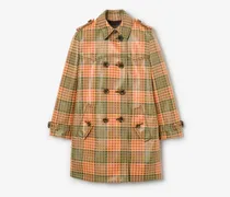 Kurzer beschichteter Trenchcoat „Summerside“ in Check mit Raffiabast-Effekt , Size