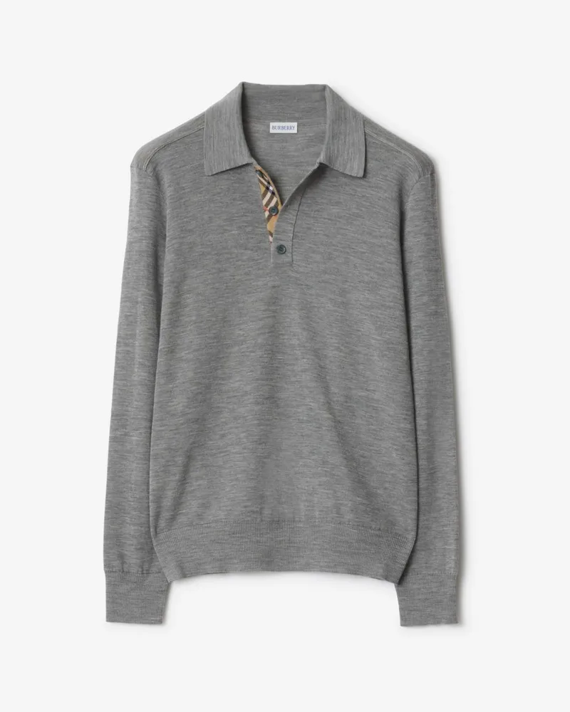 Burberry Langärmeliges Poloshirt aus Wolle , Size Grey