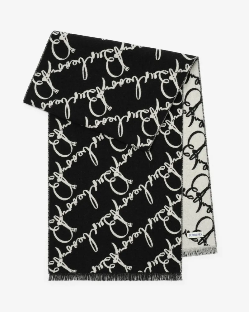 Burberry Wollschal mit Gürtel-Logo Schwarz