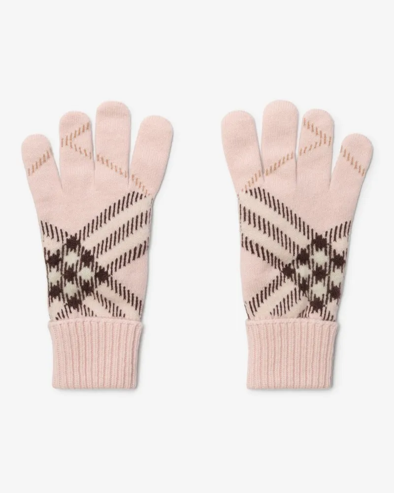 Burberry Handschuhe aus einer Kaschmirmischung in Check , Size Bow-rosa