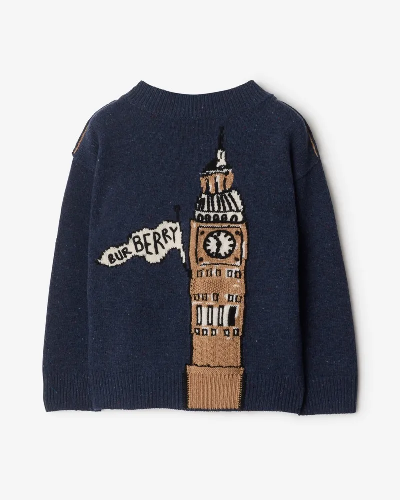Burberry Wollpullover mit Big Ben-Motiv Storm-blau