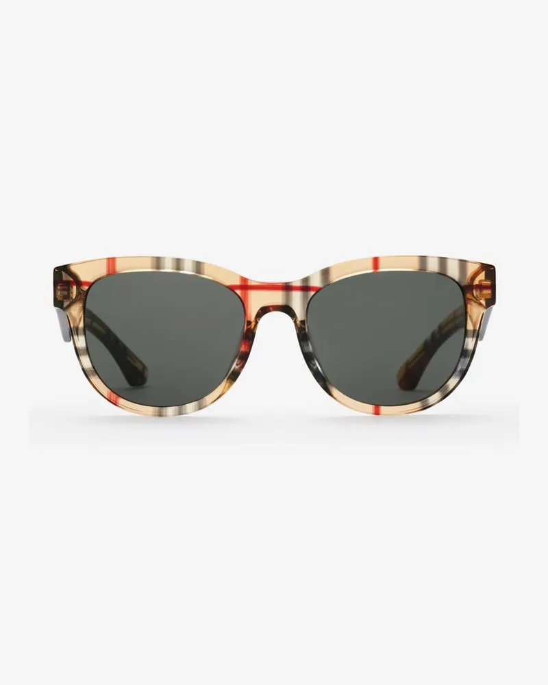 Burberry Sonnenbrille mit runder Fassung in Check Beige