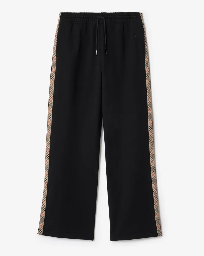 Burberry Baumwoll-Trainingshose mit Check-Besatz Black