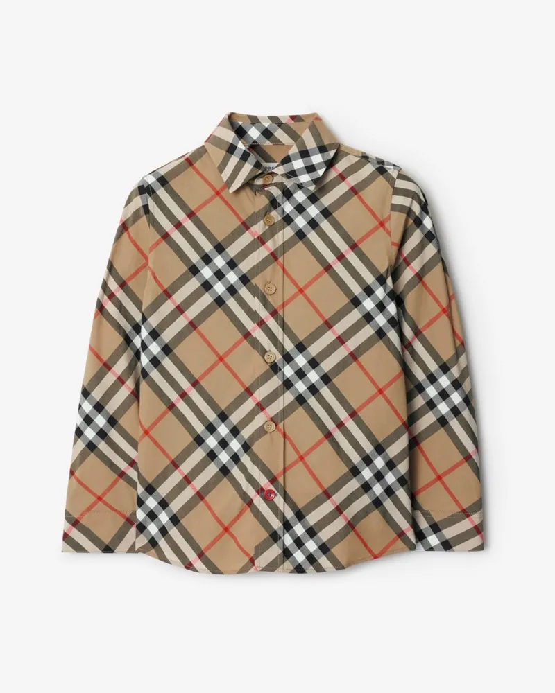 Burberry Baumwollhemd in Check , Size Sand-beige
