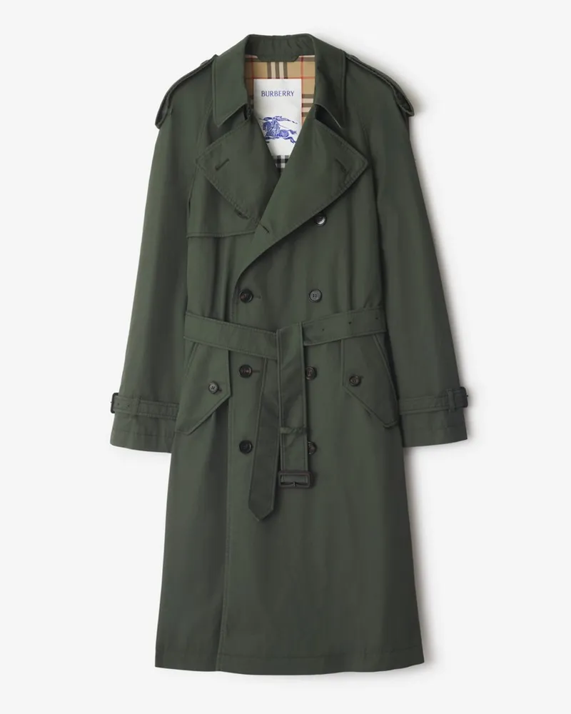 Burberry Mittellanger Trenchcoat aus Gabardine Yew-grün