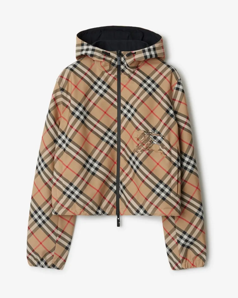 Burberry Wendbare Cropped-Jacke in Check , Size Sand-beige