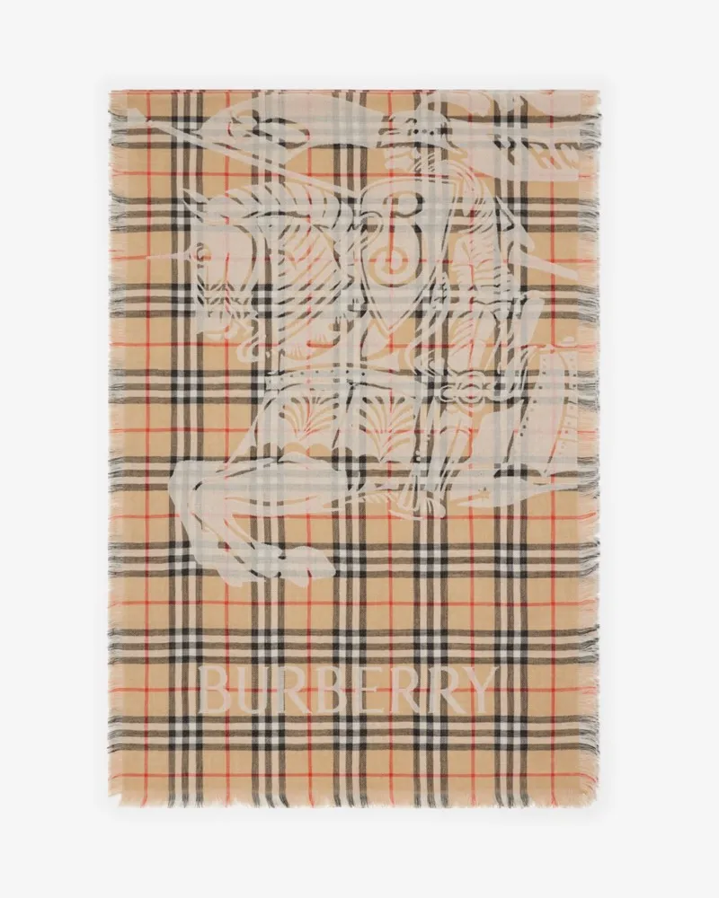 Burberry Wollschal in Check mit EKD-Motiv Sand