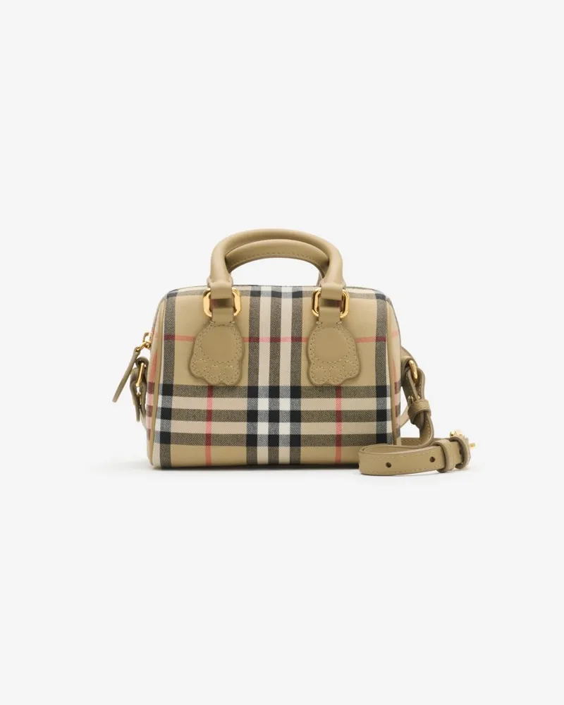 Burberry Bowlingtasche in Check im Kleinformat Sand-beige